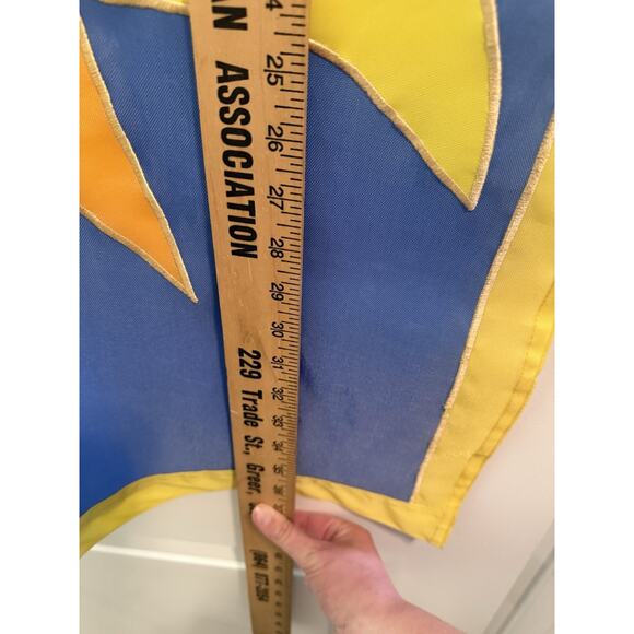 Vintage Smiling Sun Garden Flag Yellow & Blue Appliqué 27x32” - Picture 2 of 4
